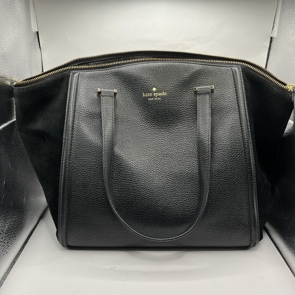 Kate Spade Daniels Drive Abigail Black Leather Suede Shoulder Tote WKRU2390